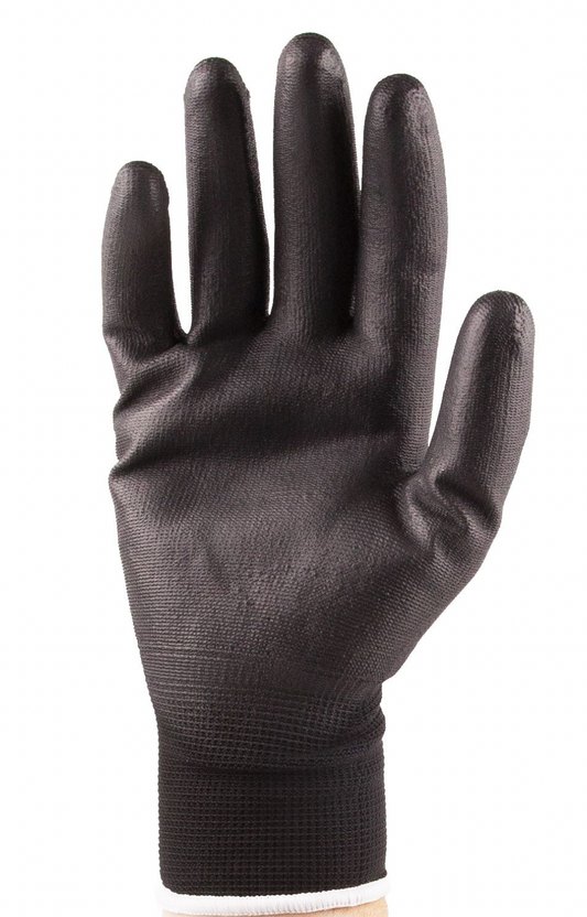 PU Coated Nylon Gloves, Black 12 pairs/Bag